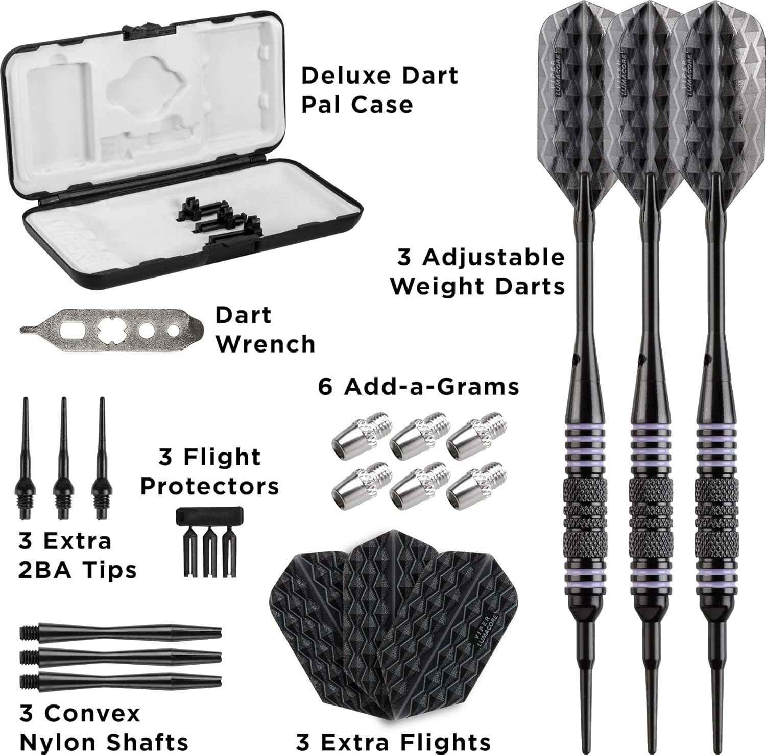 Bobcat Adjustable Weight Soft Tip Darts with Storage/Travel Case