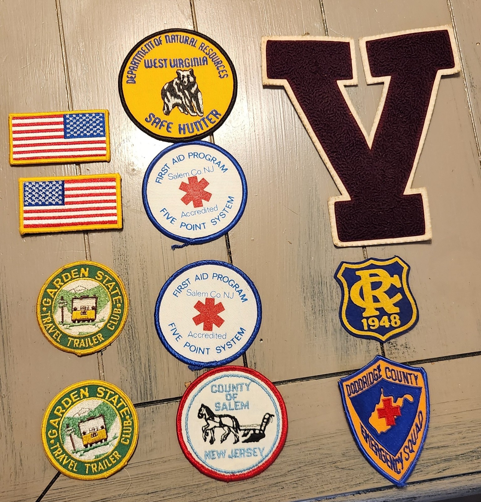 Lot of 11 Vintage Patches, New Jersey, Garden Club, City Of Salem, First Aid Ect