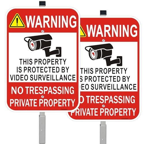 2 Pack Large No Trespassing Private Property Sign 2 Pack-10"x14"-with Stake