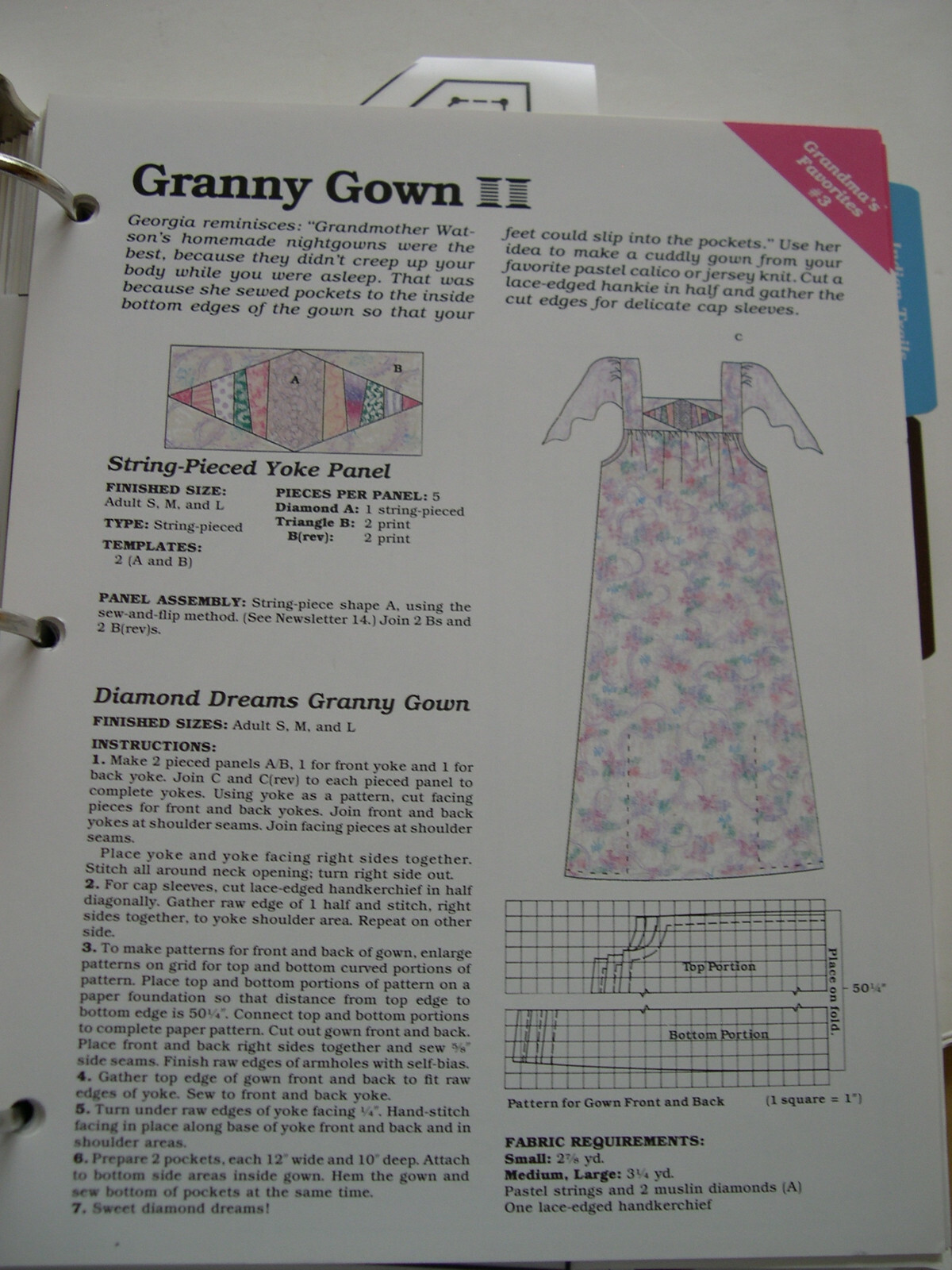 Granny Gown Quilt Block Pattern Spinning Spools w/uncut mylar templates