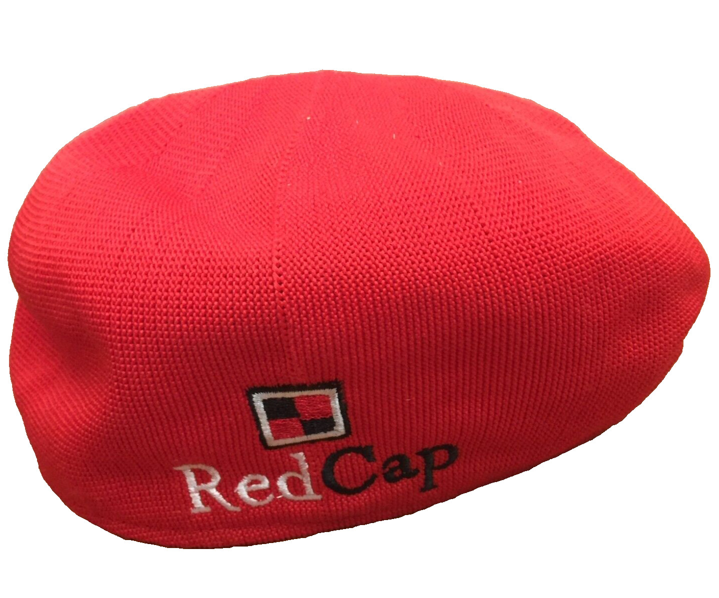 RED CAP KNIT POLYESTER EMBROIDERED LOGO GOLF FLAT CAP HAT MENS