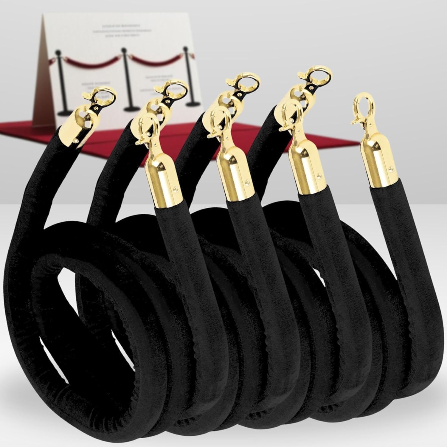 5 Ft Black Velvet Rope - 4 PCS for Safe 4PCS Black,