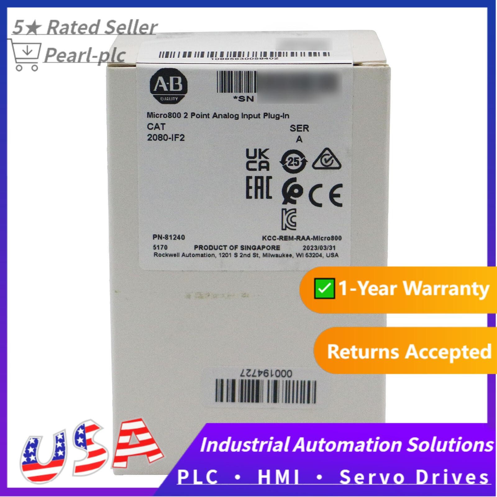 New Sealed Allen-Bradley 2080-IF2 Micro800 2 Point Analog Input Plug-In