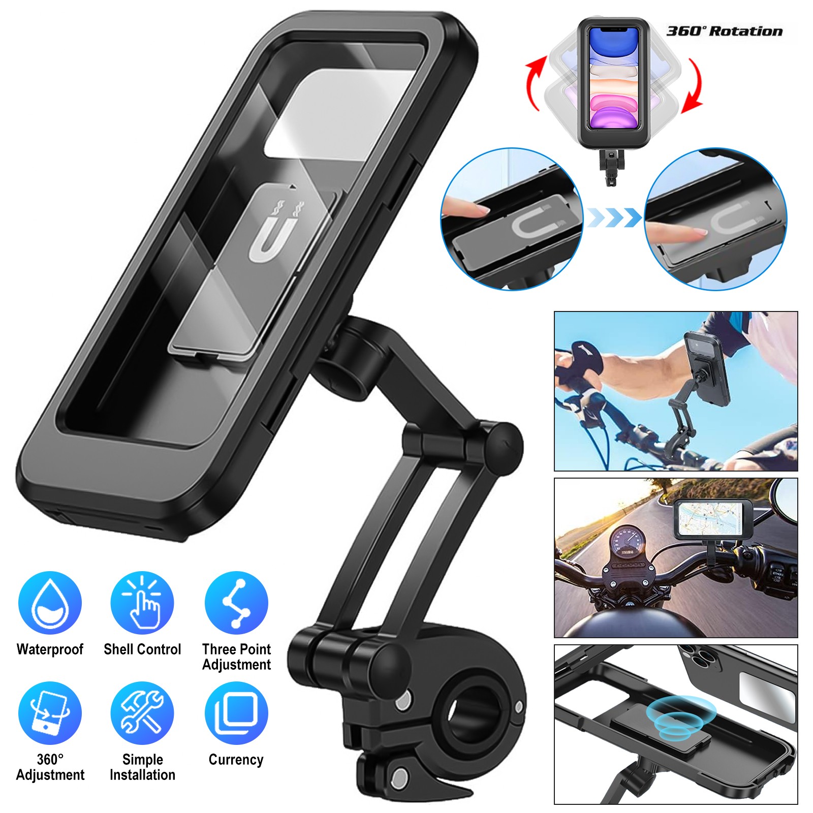 Motorcycle Bike Handlebar Phone Mount Holder Waterproof Case for Samsung iPhone