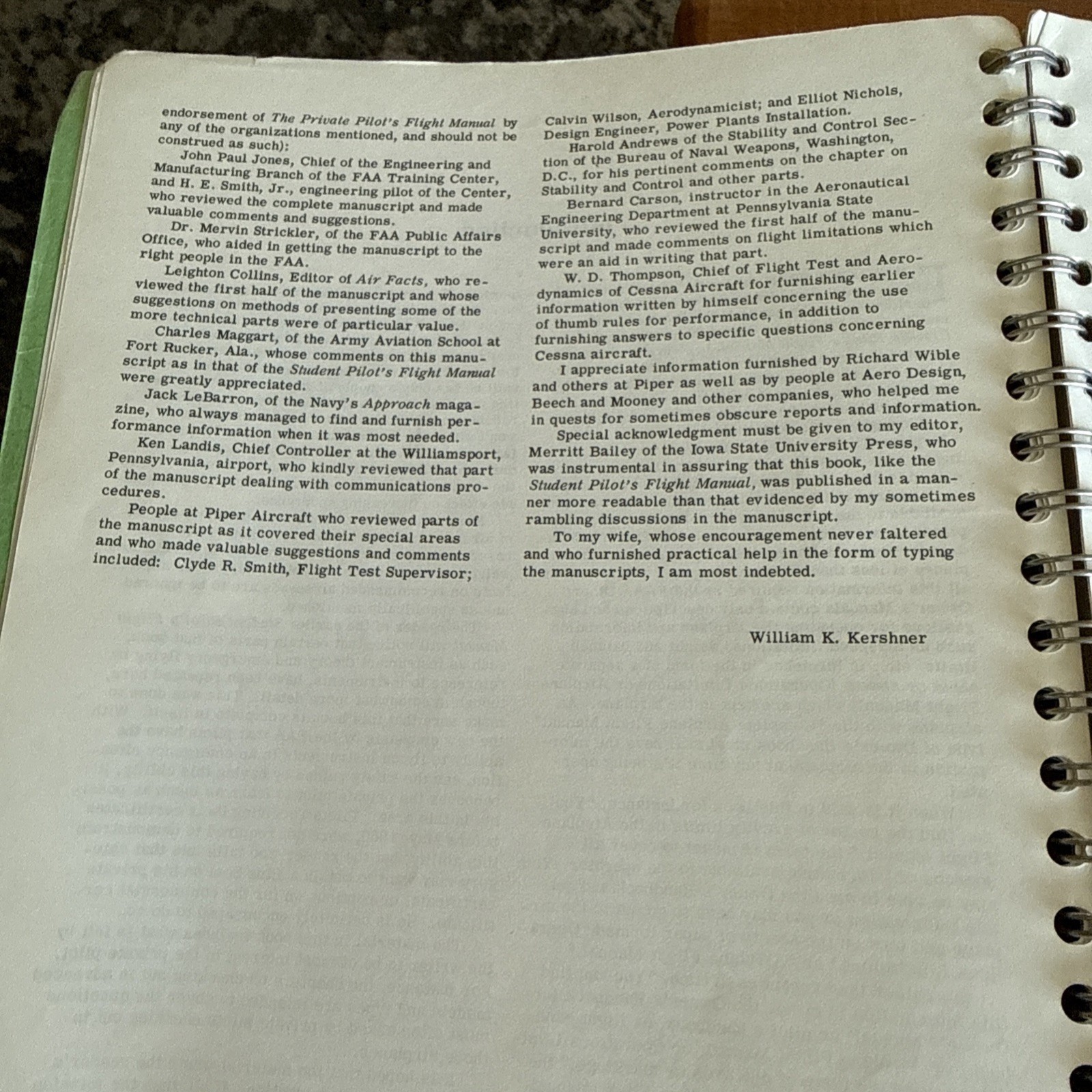 The Private Pilot's Flight Manual by William Kershner To Commercial Certificate