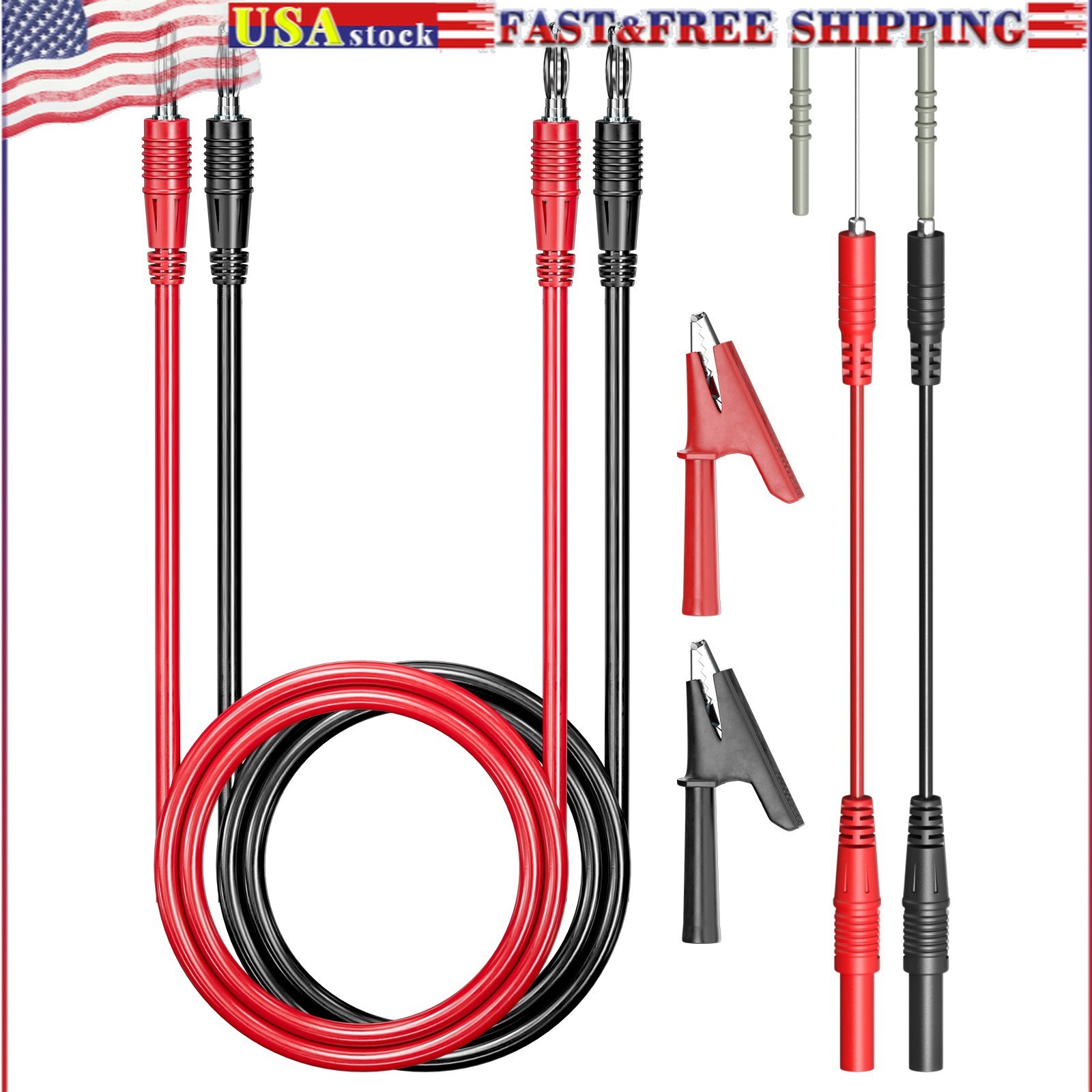 4mm Banana Plug Test Leads Wire Piercing Probes Extension Cable Alligator Clip