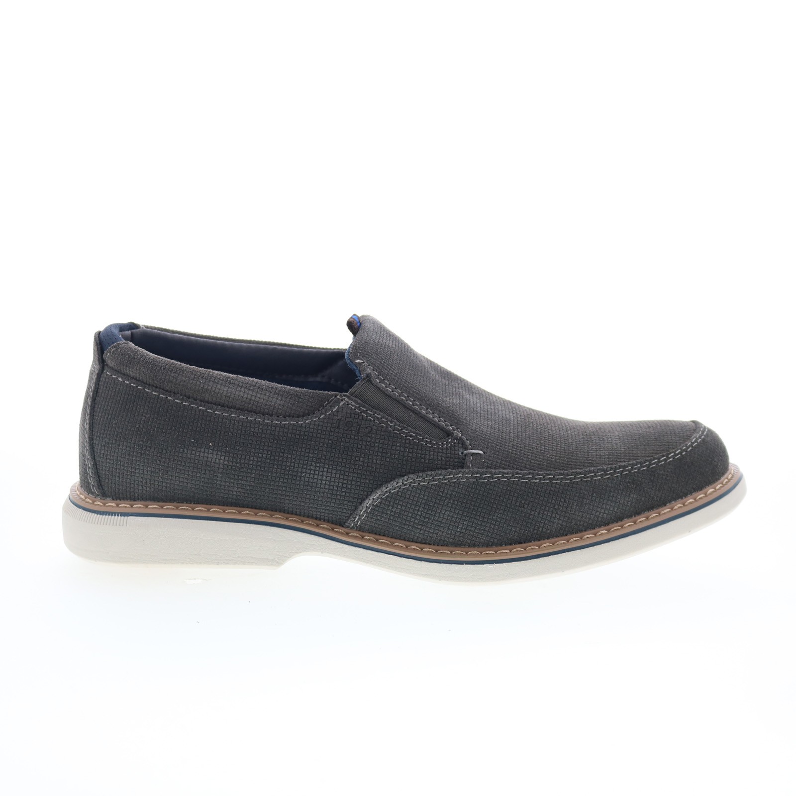 Nunn Bush Otto Moc Toe Slip On Mens Gray Extra Wide Loafers Casual Shoes