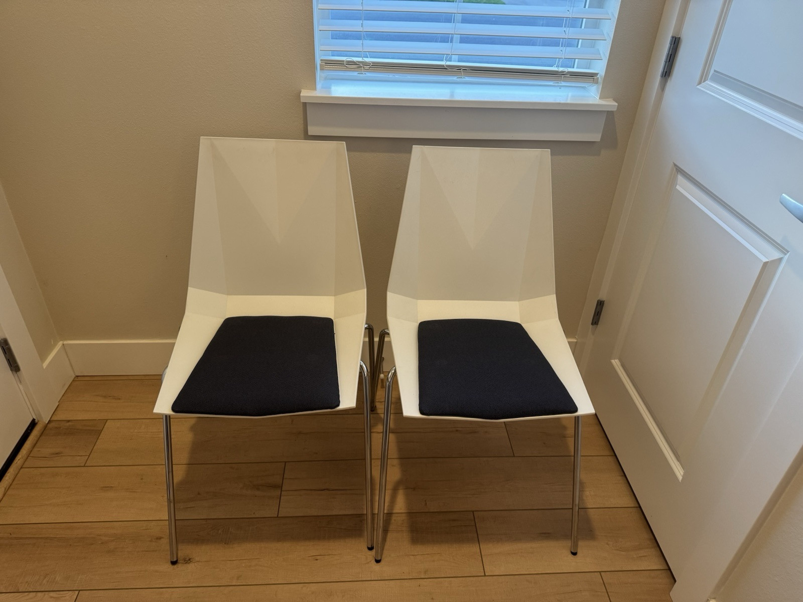 Mid Century Modern Chairs White Black Chrome Klaessons Mayflower Set Of 2
