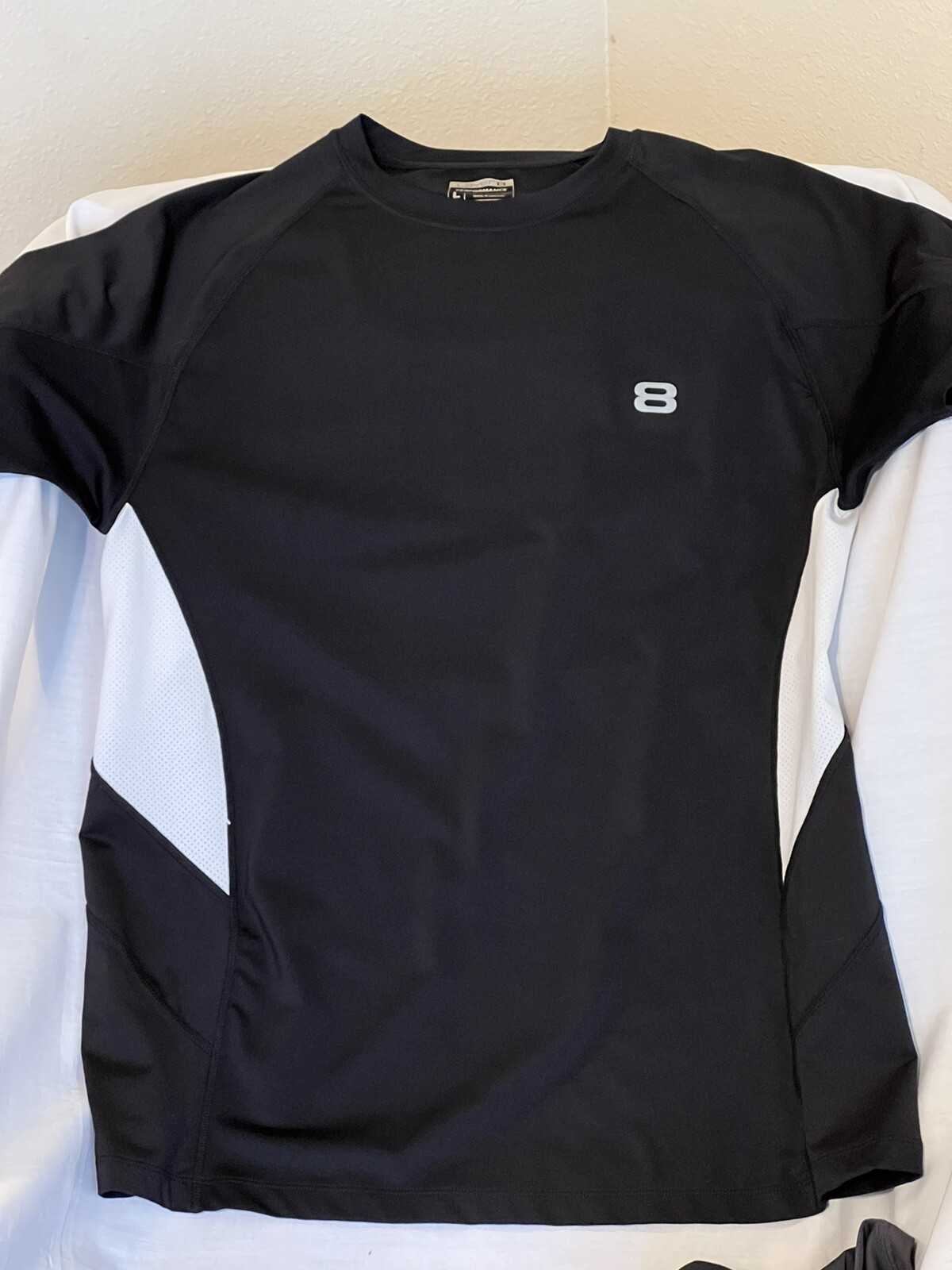 Layer8 Pair Quik-Dry Tees, One Black, One Gray, Large, Preowned