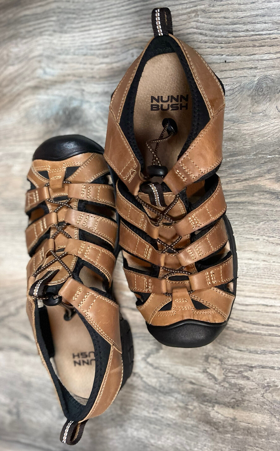 NUN BUSH MENS BROWN LEATHER SANDALS SIZE 10M EXCELLENT CONDITION