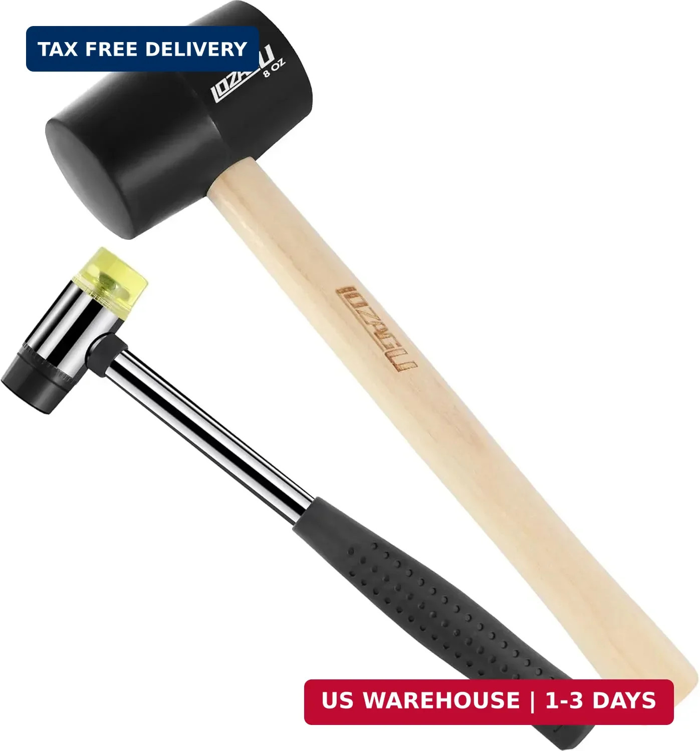 2-Pack Rubber Mallet Hammer Set, 8oz & 25mm Small Rubber Mallet Hammer Tool, Rub