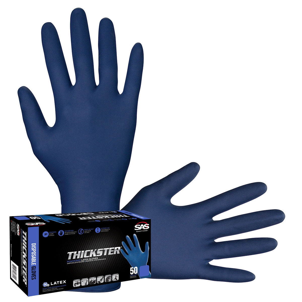 6605 SAS Safety Thickster Powdered Latex Exam Grade Glove, XXL
