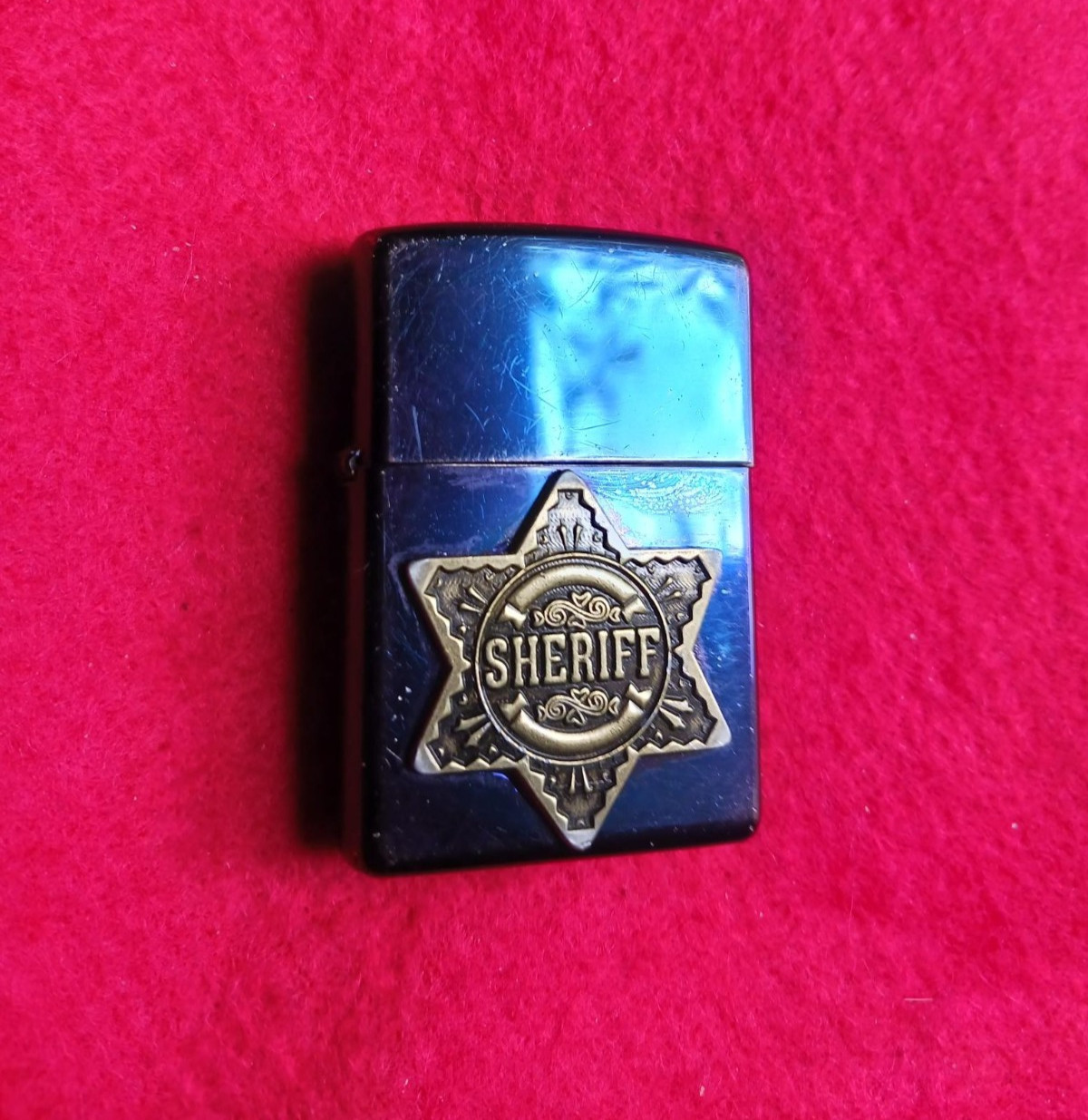 2005 Zippo Sheriff Lighter Iridescent Blue