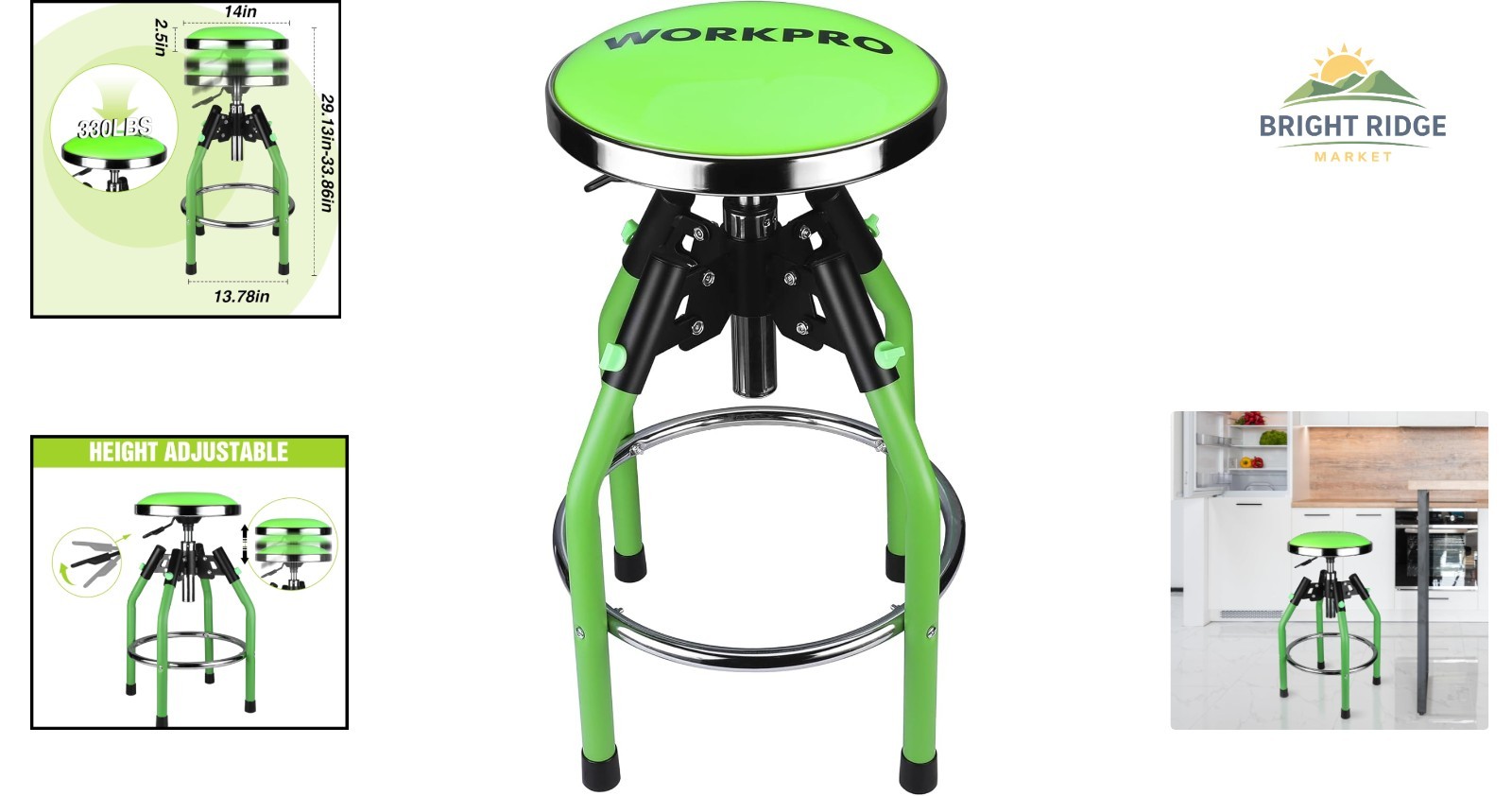 Steel Frame Hydraulic Stool for Workshop with Maximum Weight Capacity of 330 lbs