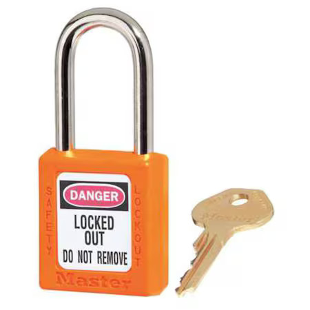 Master Lock 410Kaw400orj-3Xx1109 Lockout Padlock, Keyed Alike, Thermoplastic,