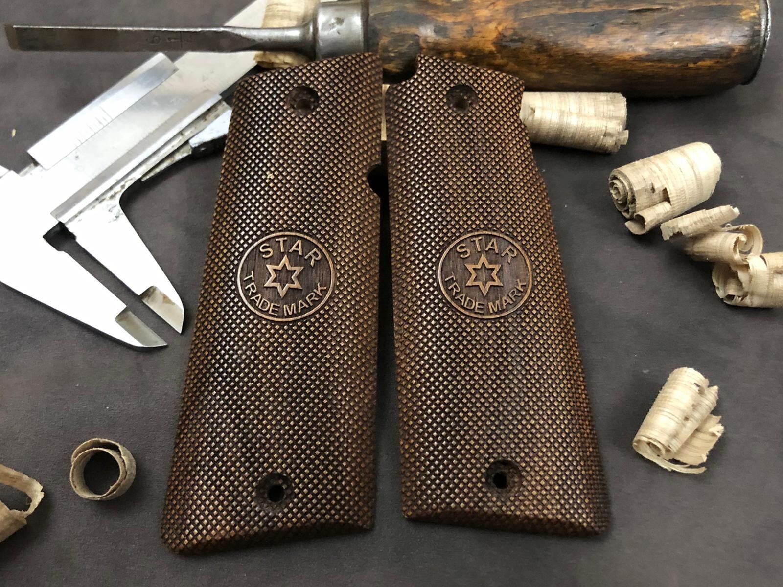Star Super B Walnut Grips. Checkered. Handmade. US Based Seller
