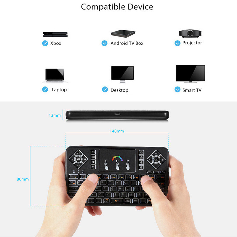 Mini Color RPG Backlight USB Wireless Keyboard Touchpad Mouse Remote Control NEW