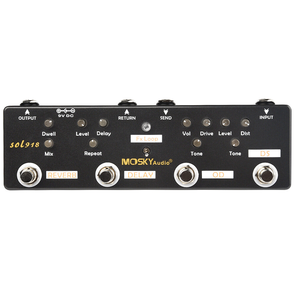 MOSKY Sol918 Guitar Multi Effect Pedal Reverb Delay FX Loop Overdrive Distortion