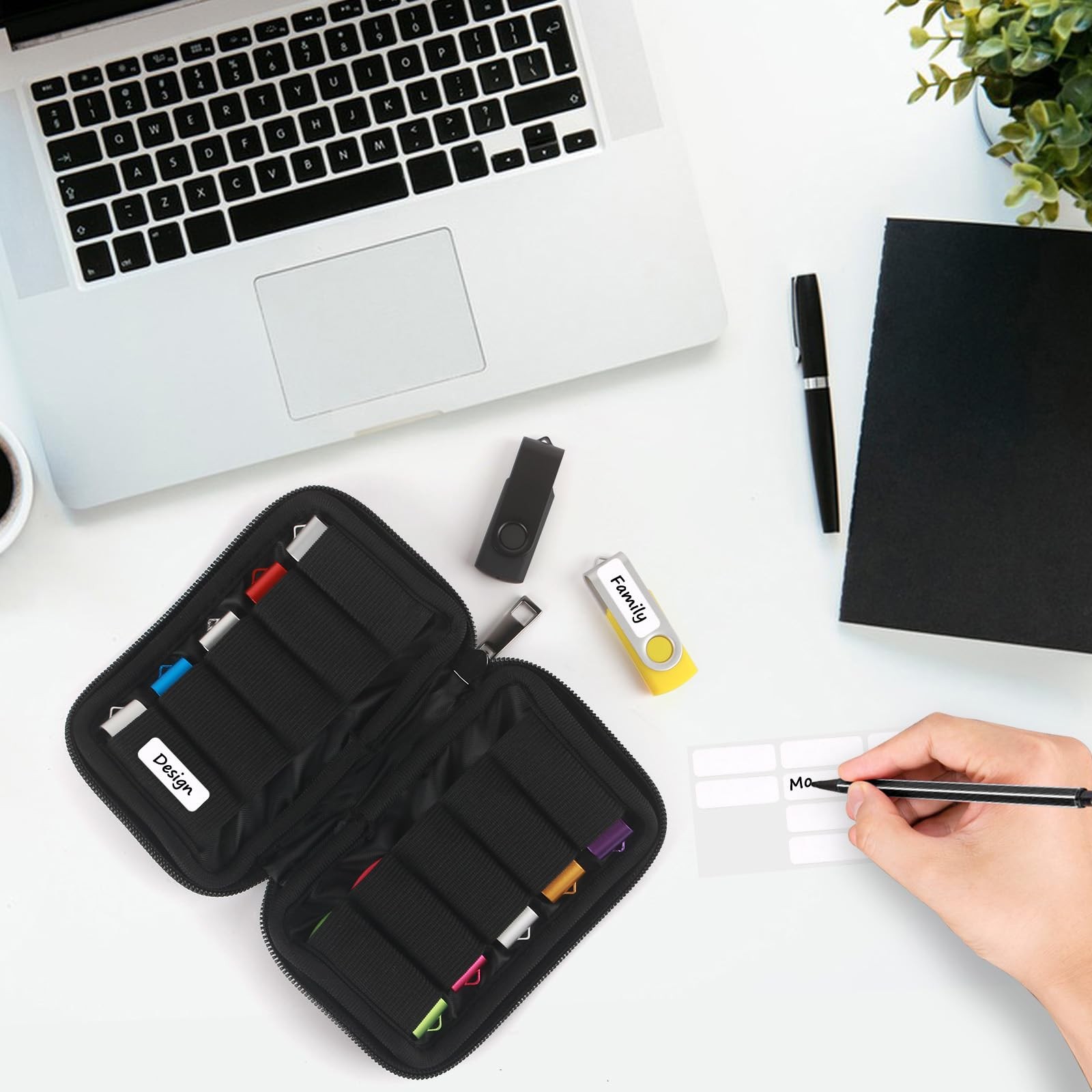 Flash Drive Case USB Storage 10 Slots, Portable Thumb 10 Black
