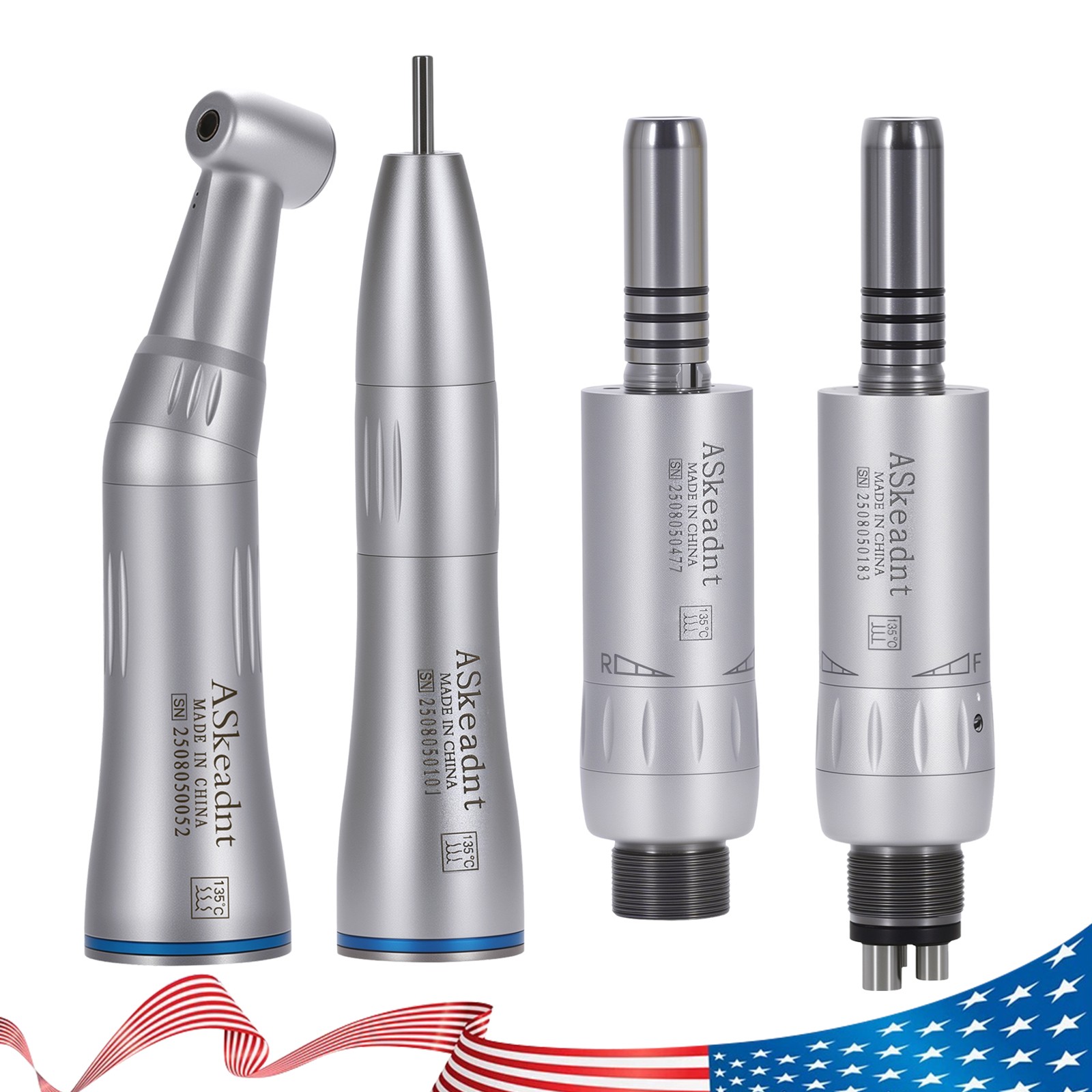 Dental Low Speed Handpiece Push Contra Angle Air Motor E-type 2/4 Holes Inner
