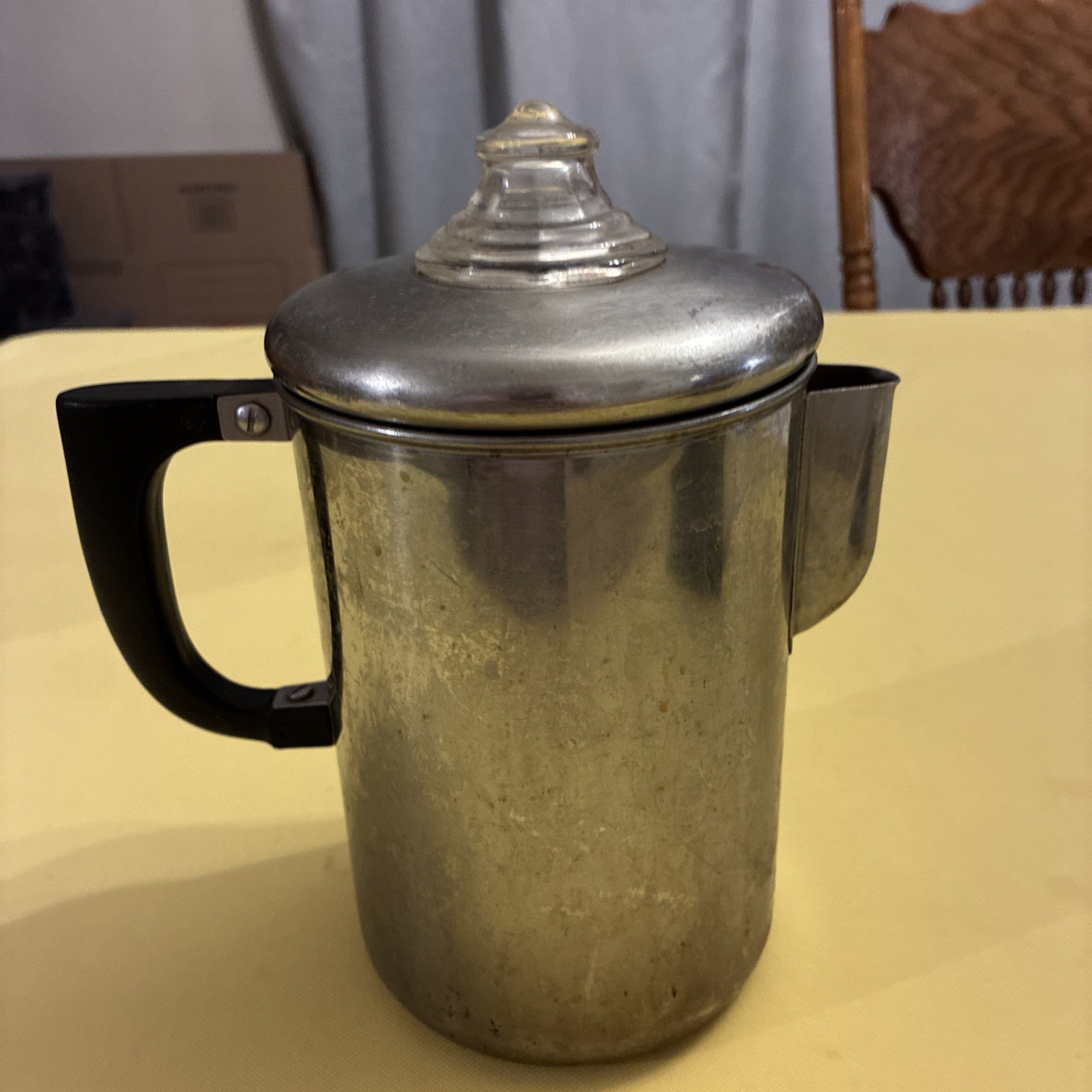 vtg eternal cookware stainless coffee pot glass topper complete