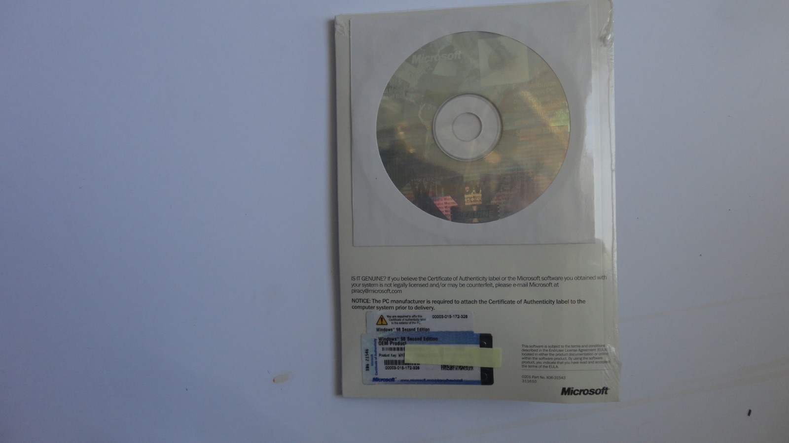 MICROSOFT WINDOWS 98 Second Edition Full Operating  System WIN 98 NEW sealed