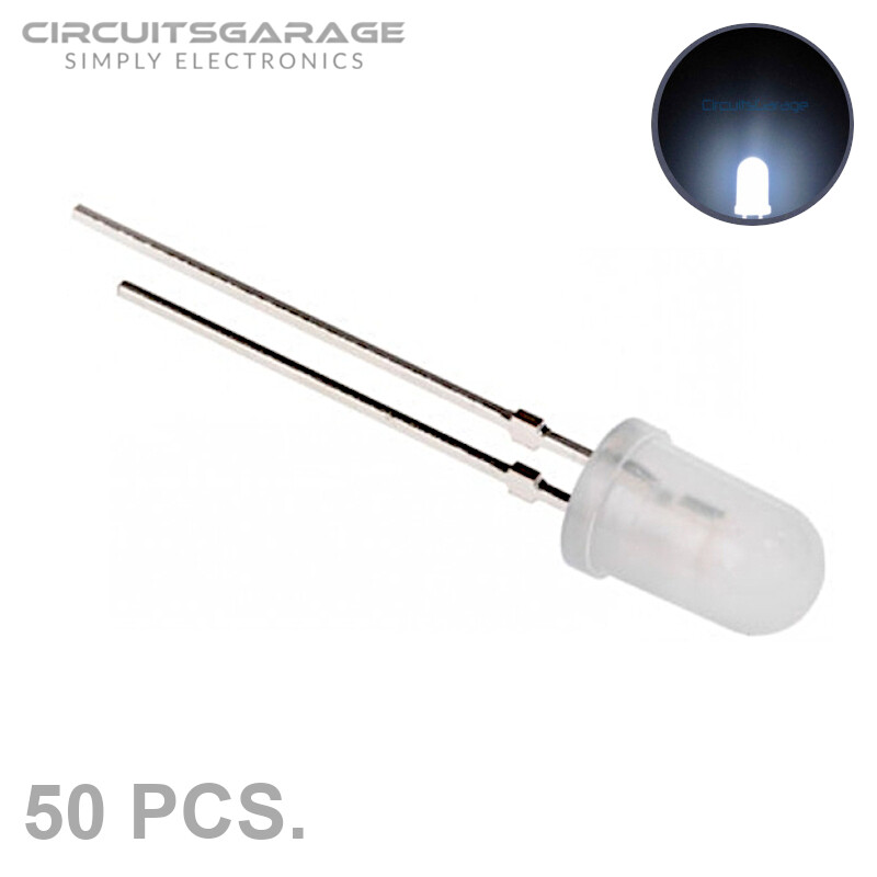 50 X 5mm Milky Diffused White Clear LED Light Emitting Diode Bulb - USA
