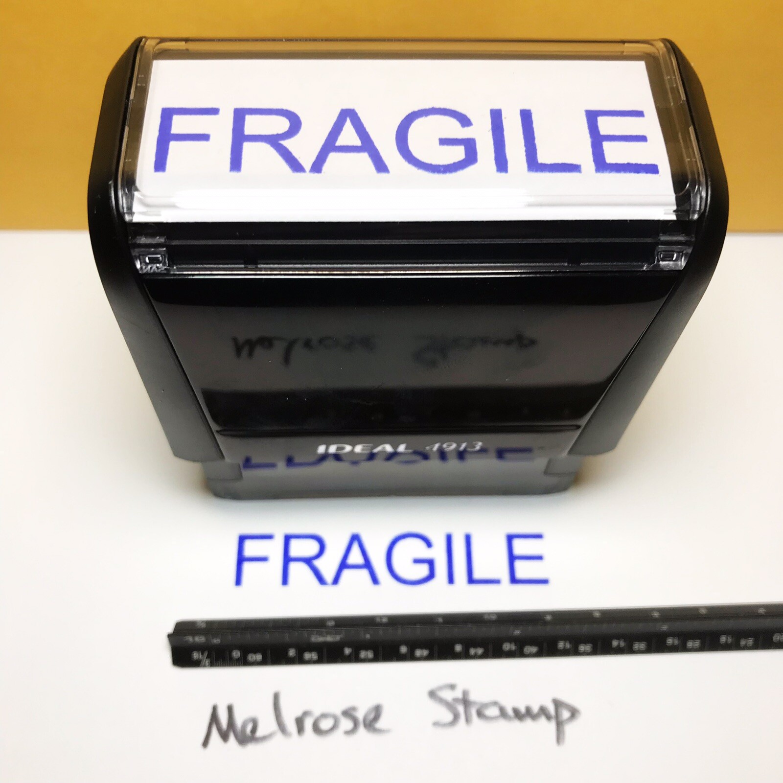 Fragile Rubber Stamp Blue Ink Self Inking Ideal 4913