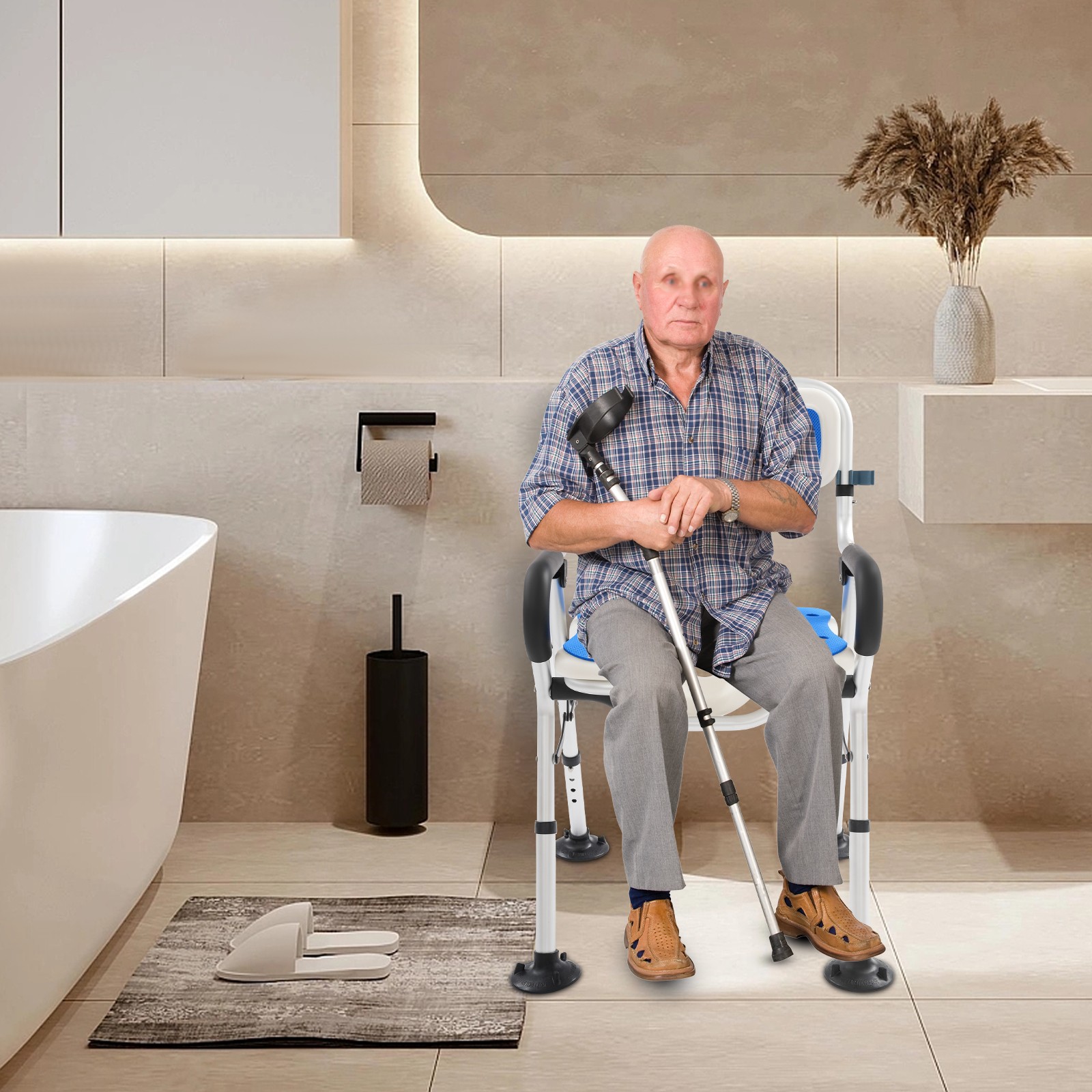 U-Shape Foldable Shower Chair – Heavy Duty & Adjustable for Comfort