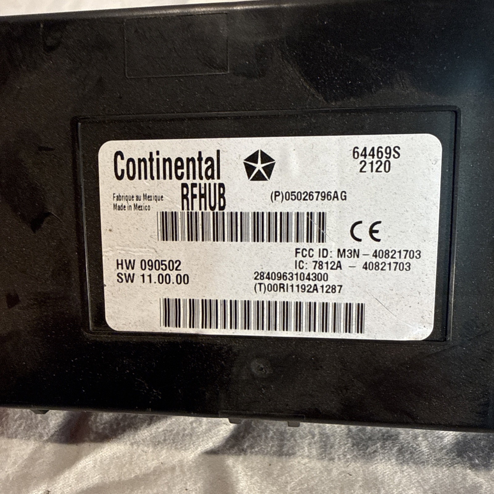 2012 Chrysler 300 RF Hub Keyless Entry Module – 05026796AG