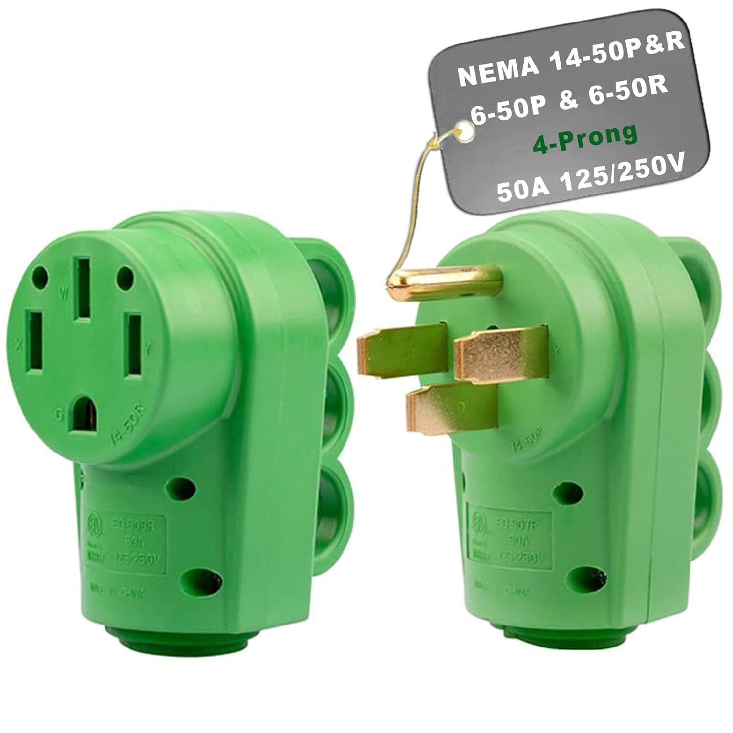 50 Amp RV Male and Female Plug Set 14-50P/50R Receptacle RV Electrical Campers P
