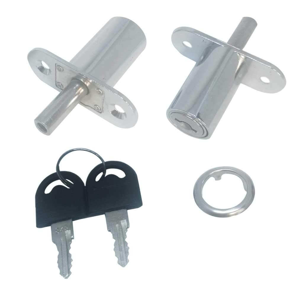 2 Pack 32mm Cylindrical Push Plunger Lock Sliding Door Cabinet Showcase Locks