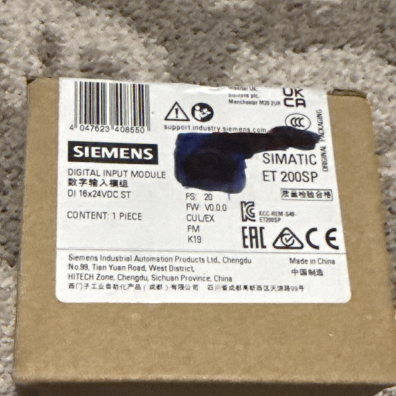 Siemens SIMATIC ET 200SP Digital Input Module DI 16x24VDC 6ES7131-6BH01-0BA0