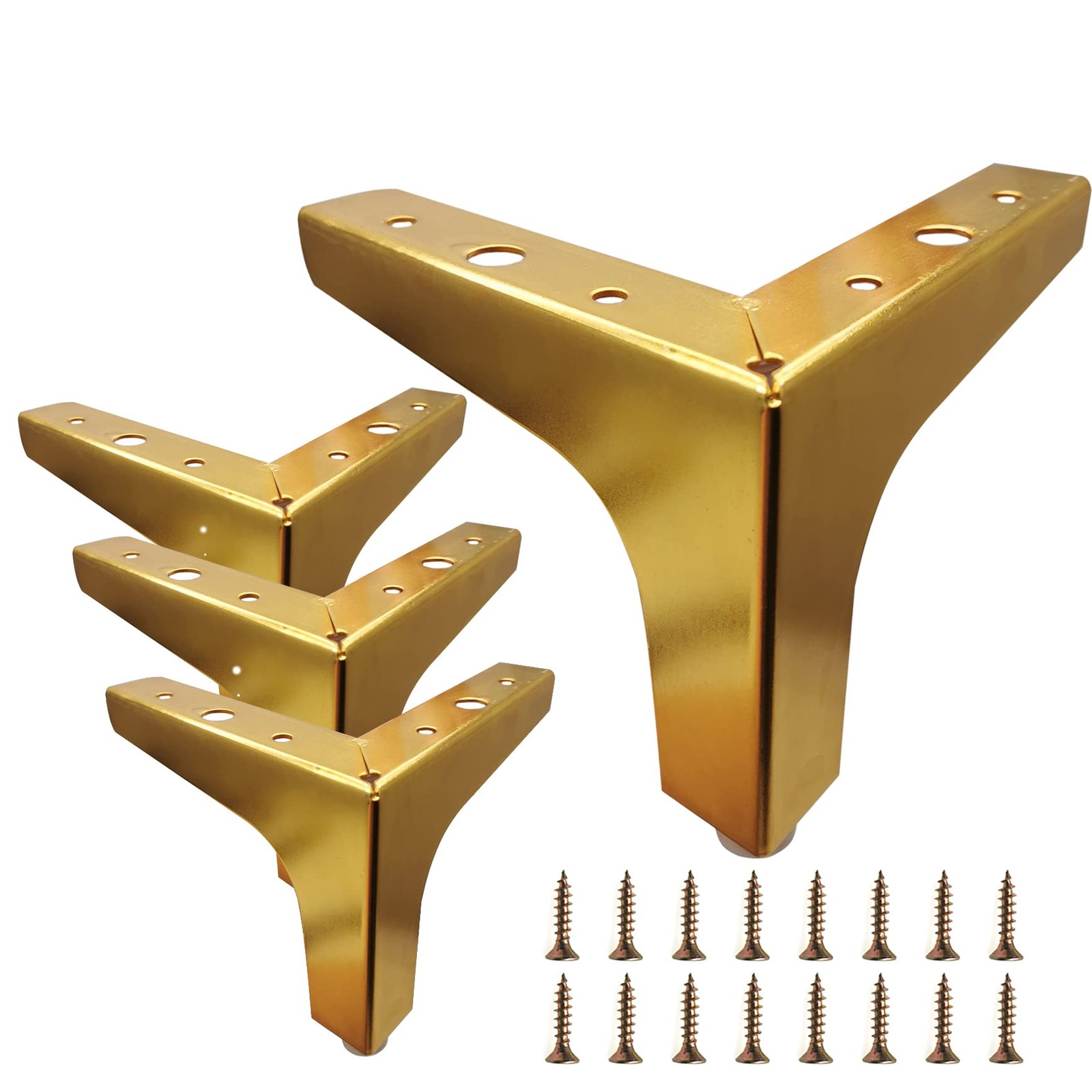 4 Inch Furniture Legs, Set of 4 Metal Furniture Legs Modern Triangle Feet Luxury