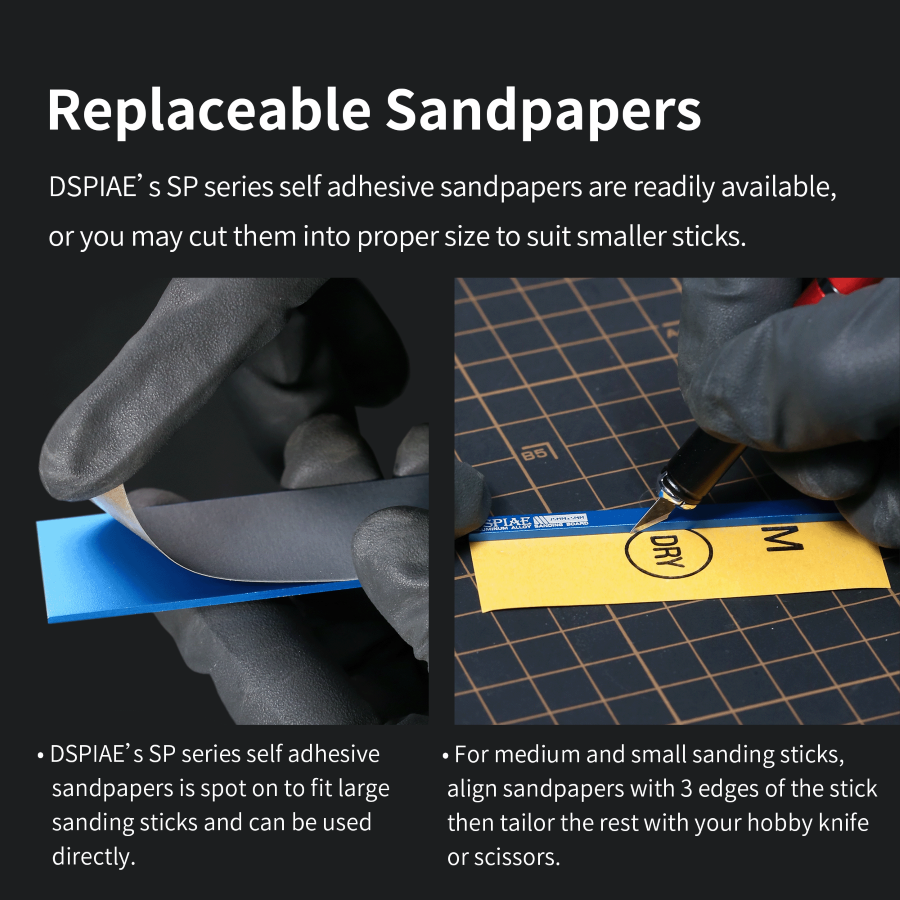 DSPIAE: Carbon Fiber Sanding Sticks & Pre-Cut Adhesive Sandpaper
