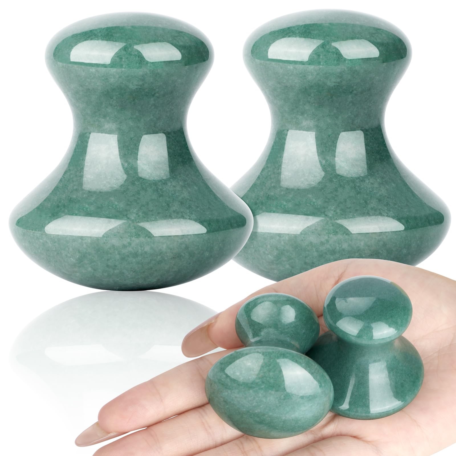ideayard Mushroom Gua sha 2Pcs Jade Eye Massage Facial Tool Aventurine-2pcs
