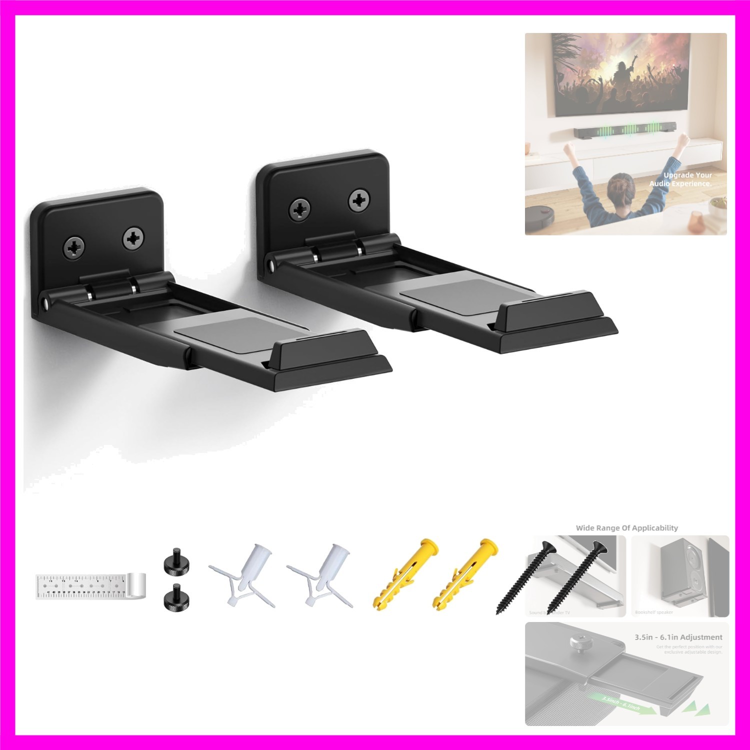 Soundbar Wall Mount Bracket for Samsung, LG, Sony, JBL, Vizio, Sonos and More...