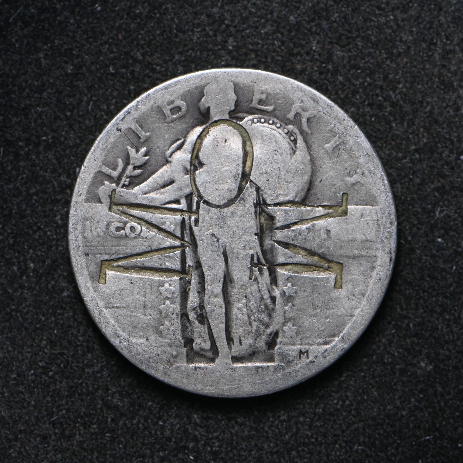 Counter Struck Standing Liberty Silver Quarter both Obv & Rev (bb19473)