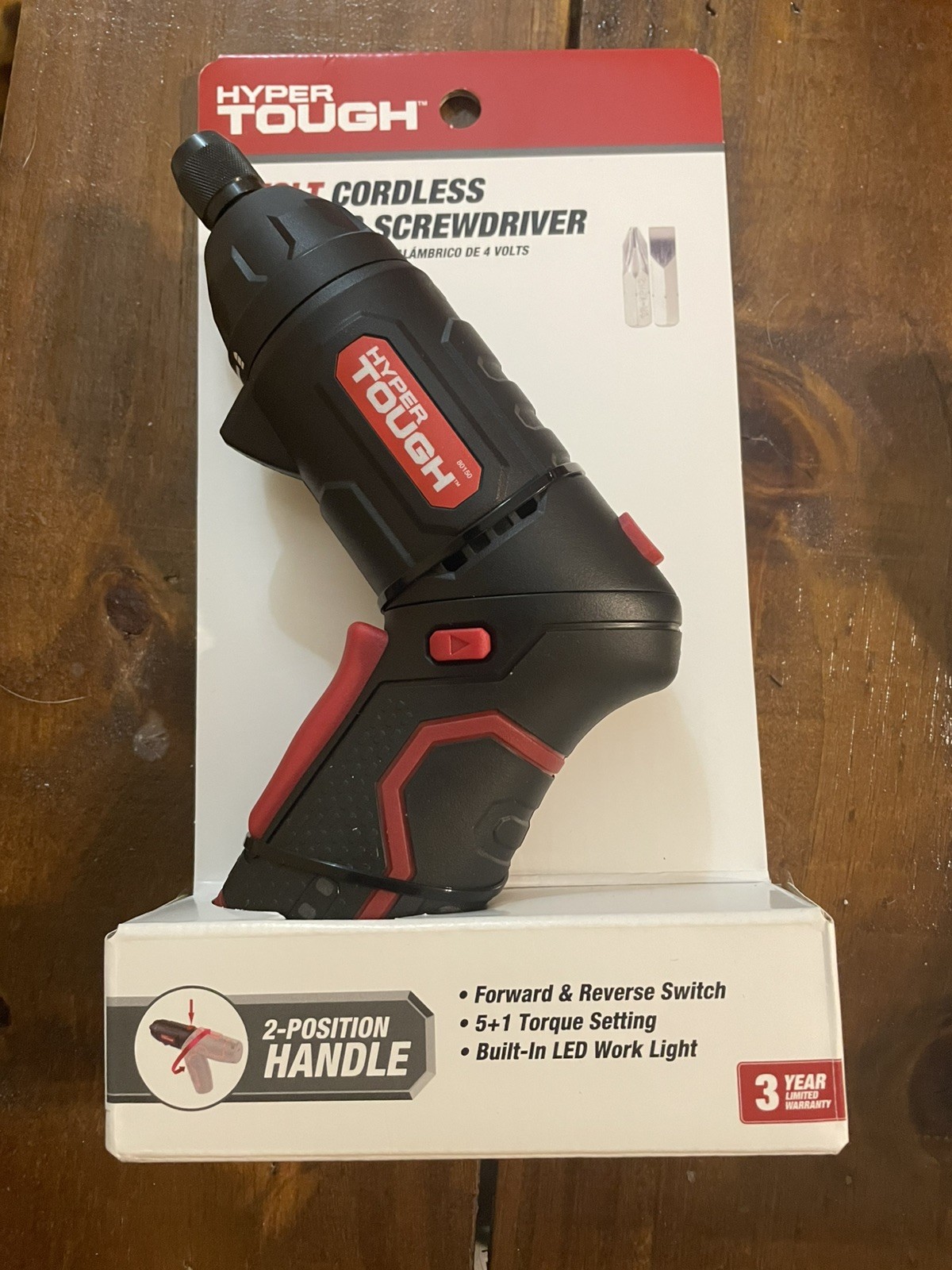 HYPER TOUGH 4V Rotating Head Cordless Screwdriver 2-Position Handle