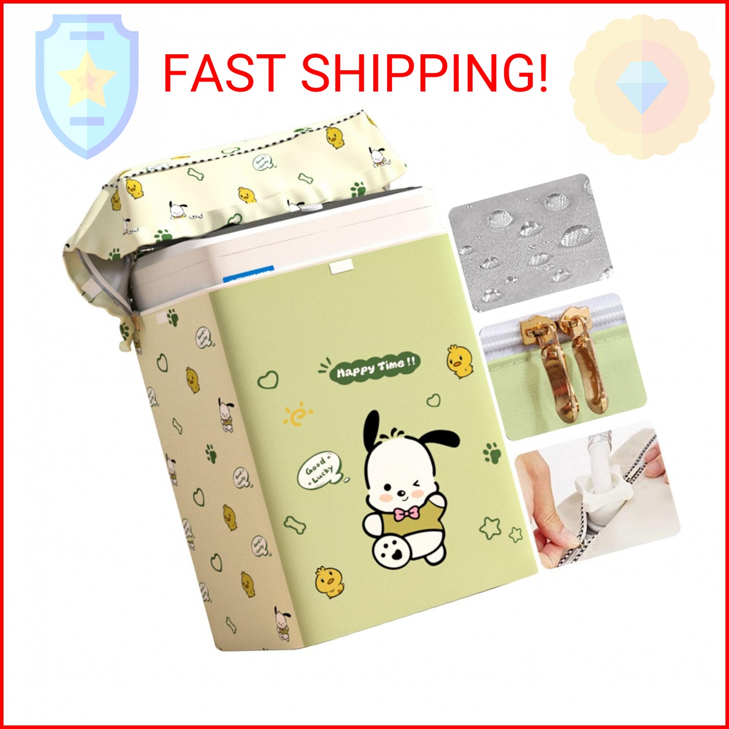 Top Load Washing Machine Cover Waterproof Washer Dryer Cover with Zipper Dustpro