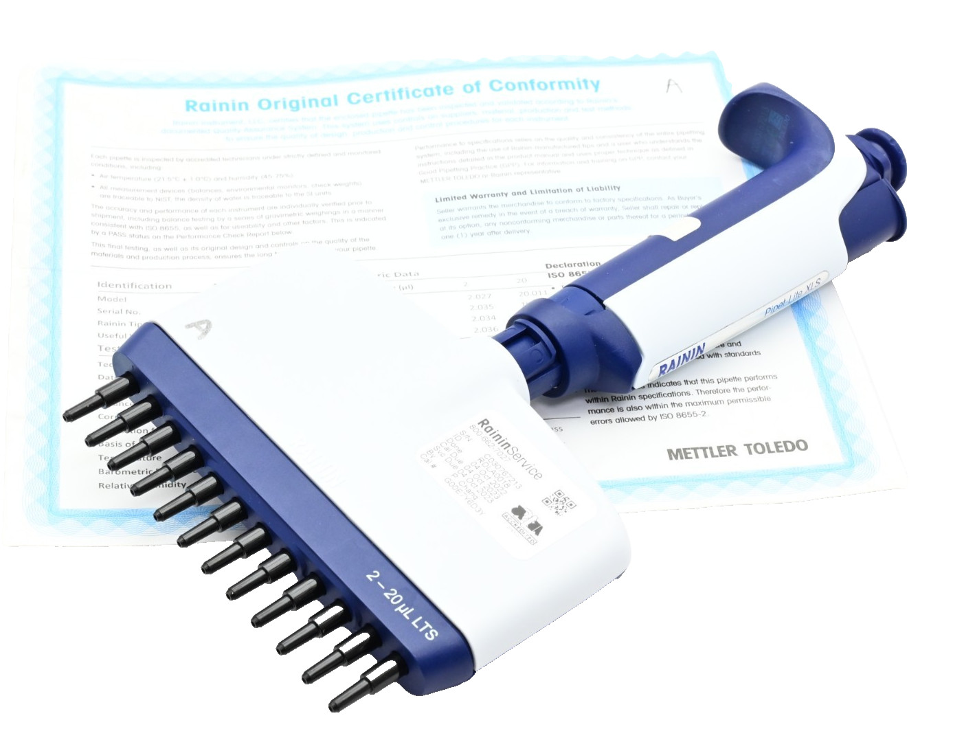 Rainin L12-20 Pipet-Lite Manual 12-channel pipette, 2-20 uL, LTS