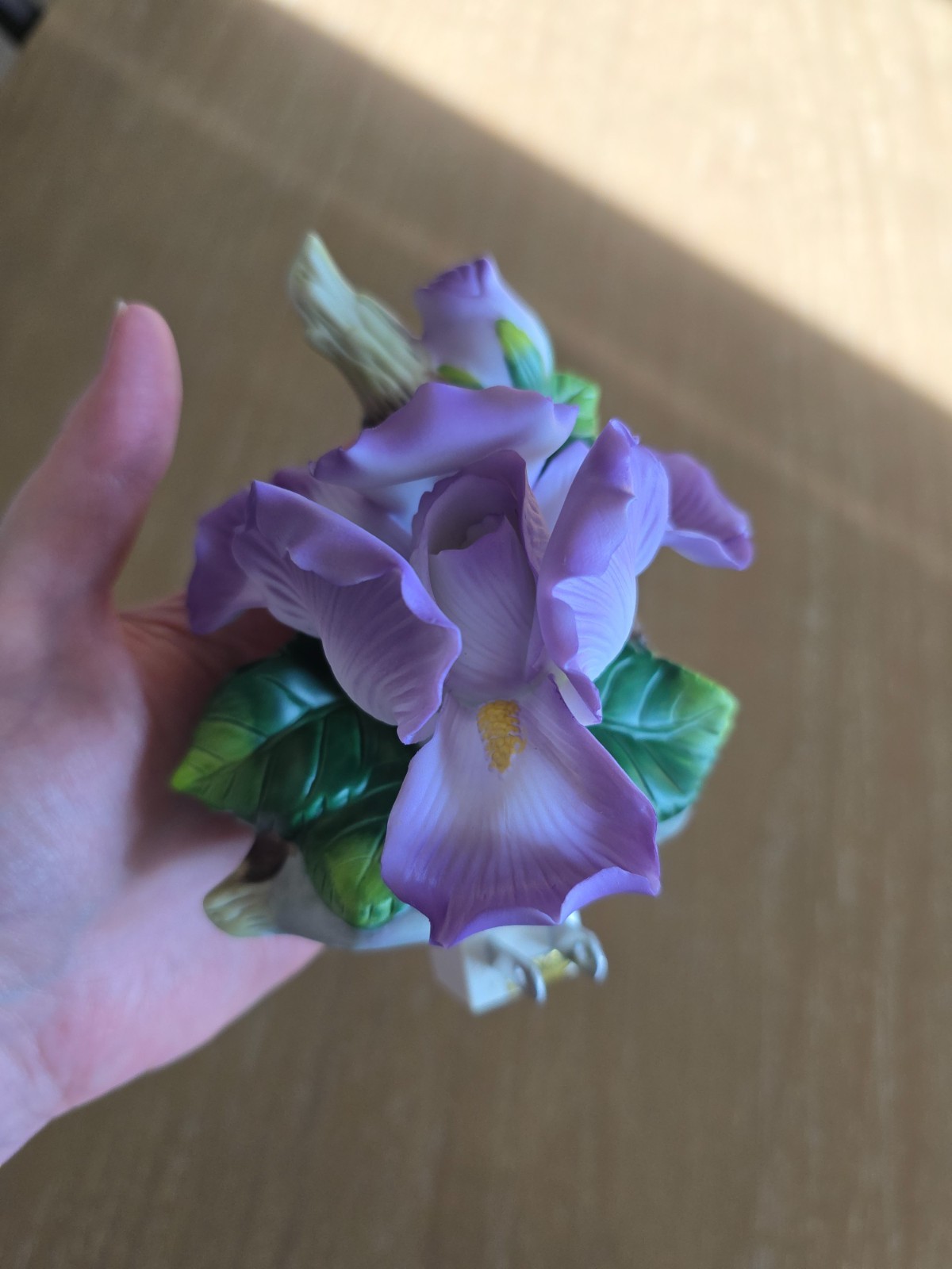 Vintage Porcelain Iris Flower Night Light, Tested Working, Original Box Gorgeous