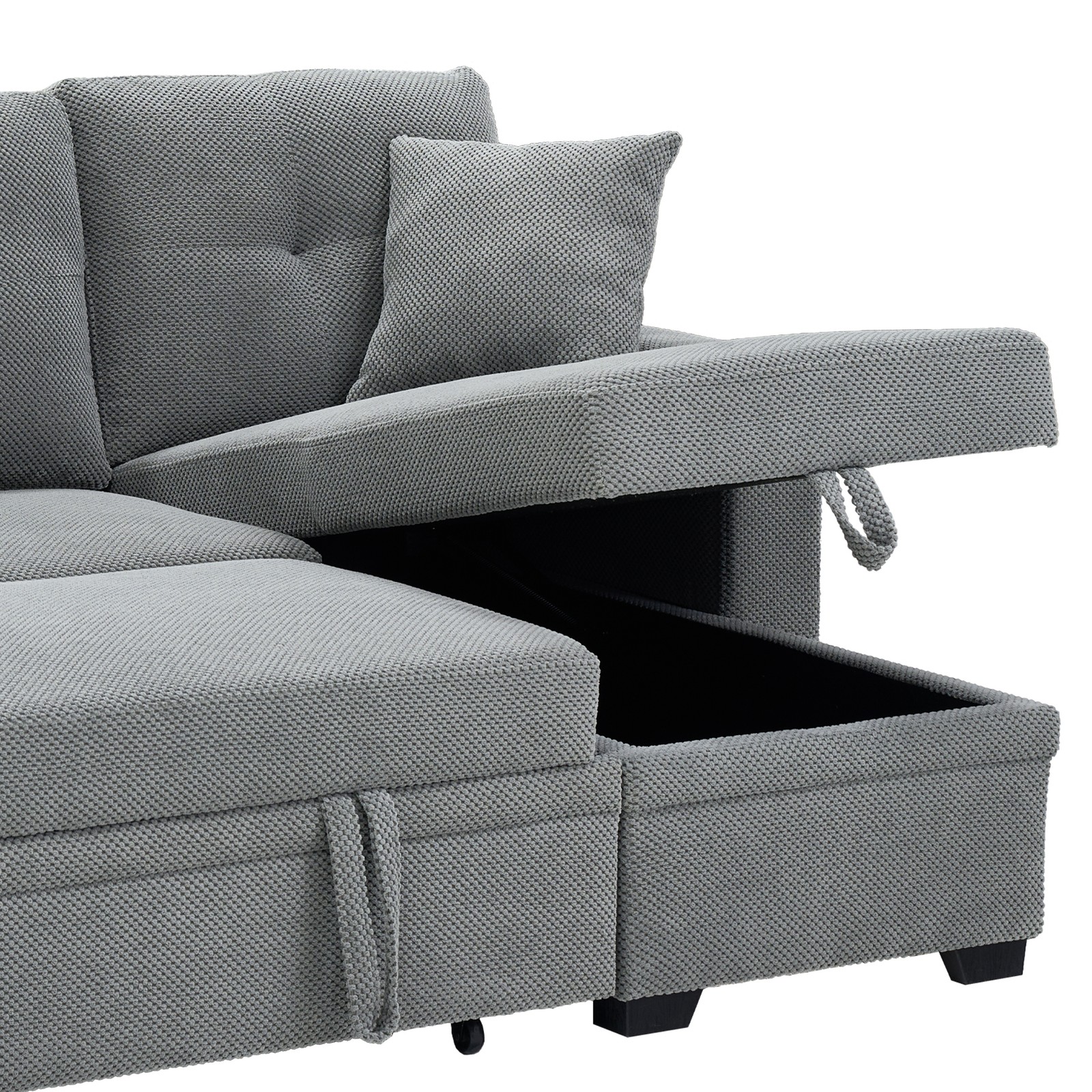 L-Shaped Sofa Sectional Loveseat Couch Convertible Sleeper Sofa w/Pull-Out Bed