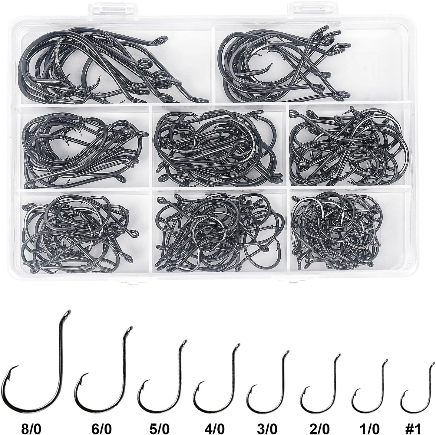 Circle Hooks Fishing Hooks 2X Strong Offset Circle Hooks Saltwater Black High Ca
