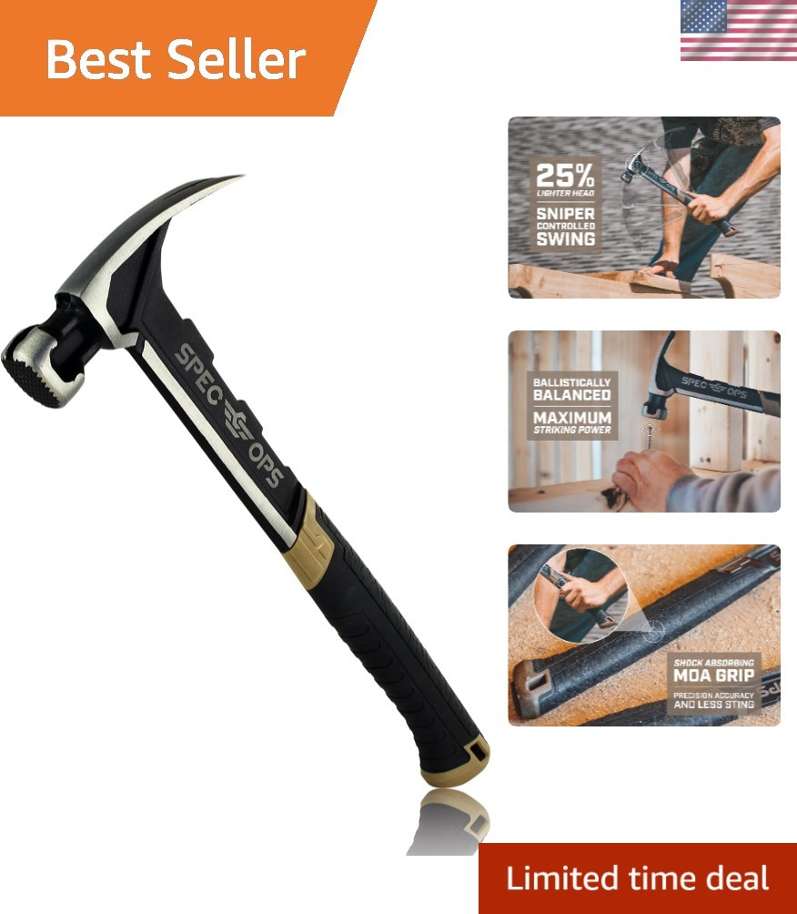 22 oz Framing Hammer with Milled Face & Shock-Absorbing Grip - Veteran Support