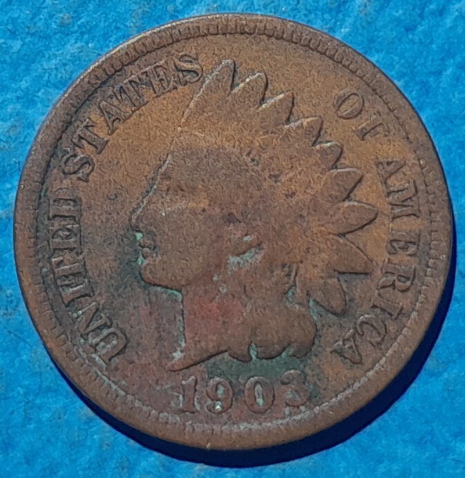 1903 Circulated Indian Head Cent Penny, Free Shipping.
