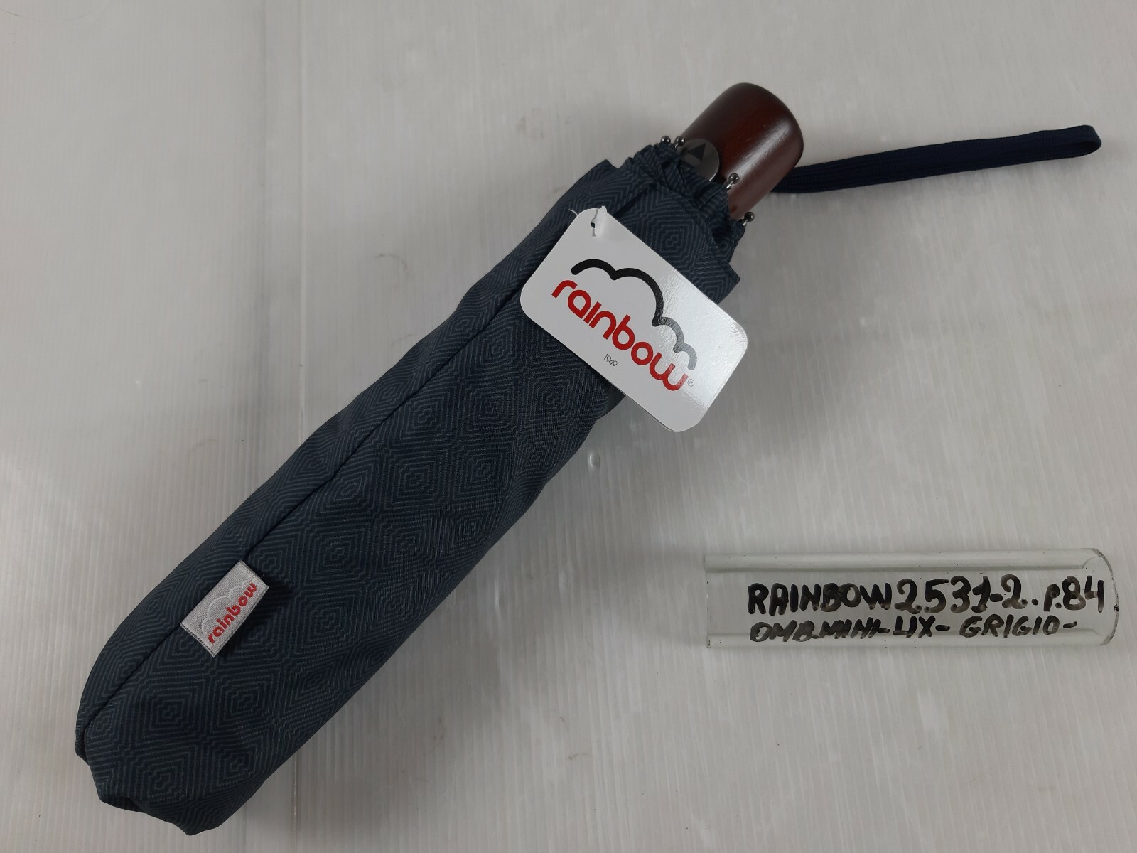 Unisex Mini Umbrella - Automatic - 8 Sticks - Grey - 25312 - Rainbow