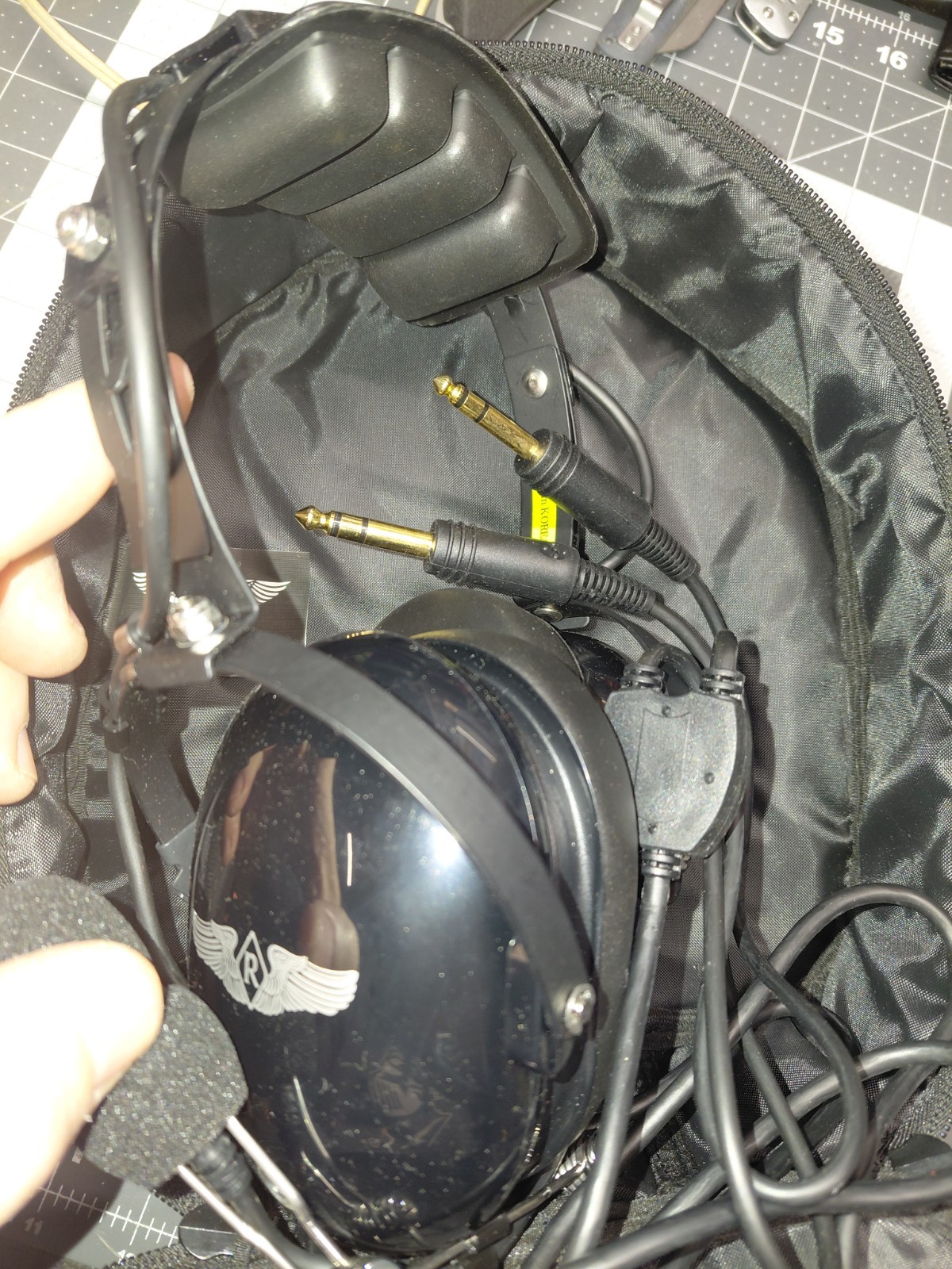 Vintage ASA Pilot Headset Dual Plug w/metal boom.