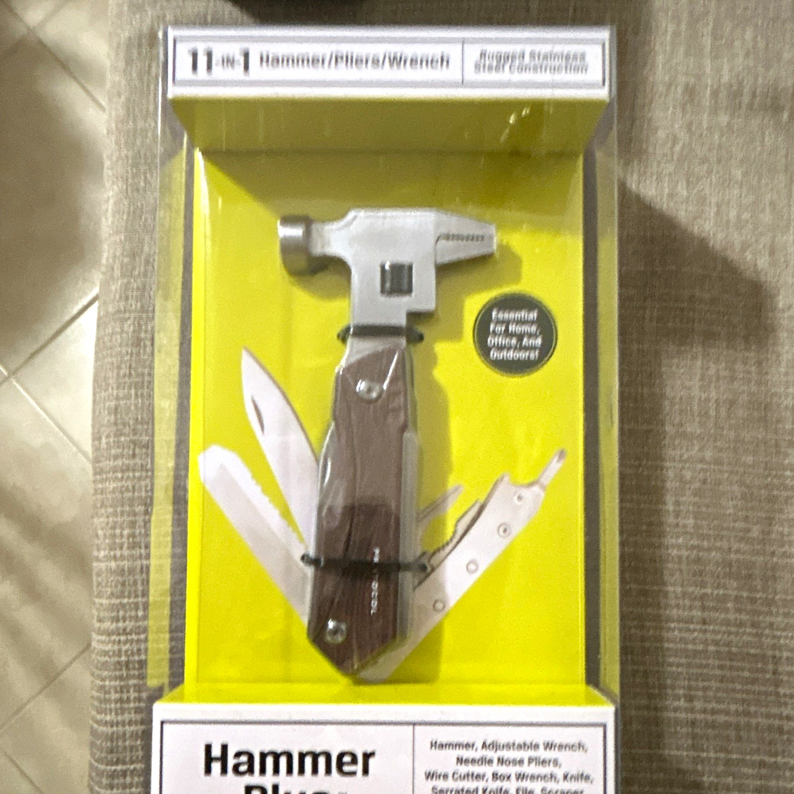 Hammer Plus 11-in-1 Hammer/Pliers/Wrench Multi-Tool, Stainless Steel, Wood