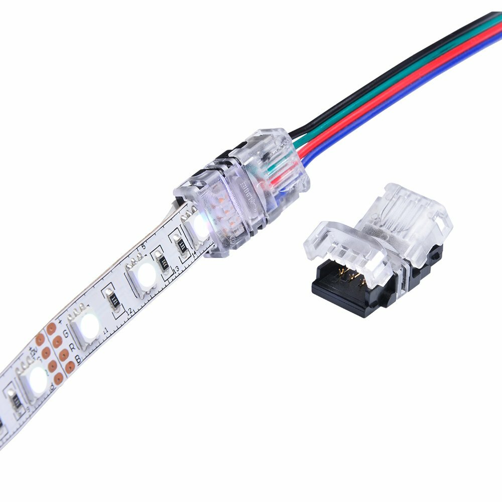 10 PCS 10mm 4PIN LED Connector for Waterproof RGB LED Strip+5M Extension Cable